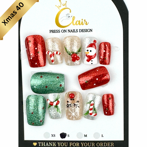 PRESS ON NAILS  Christmas Collection( High Quality & Hand Made)