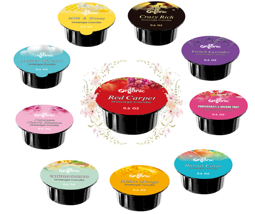Massage Candle Mix (0.6 Oz)/140 Pcs Per Carton ( 10 Scents Per Carton)