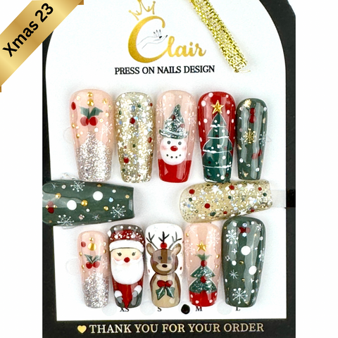PRESS ON NAILS  Christmas Collection( High Quality & Hand Made)